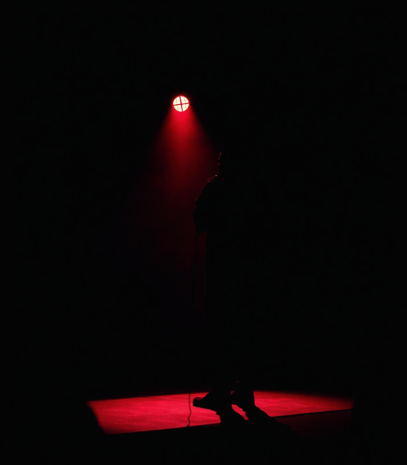 Comedian mid-set at Hot Comedy